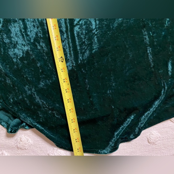 Vintage Emerald Green Crushed Velvet Long Sleeve Dress Lace Collar Size S - Picture 5 of 6